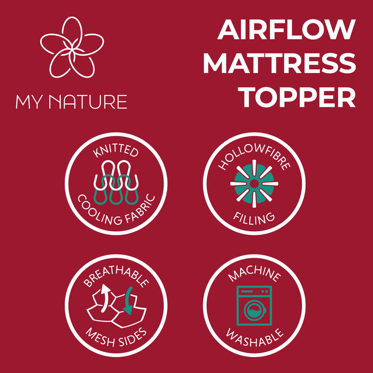 Menopause Mattress Topper from My Nature. Available for double, king size and super king beds.