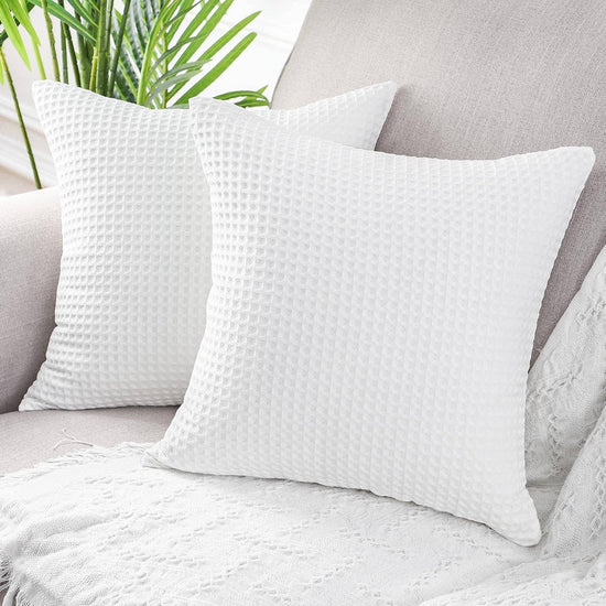 Waffle Cushion Covers 50cm x 50cm (Pair) - White