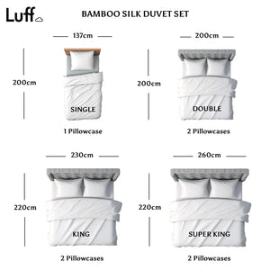 Bamboo Silk Duvet Set (White) - Luff Sleep