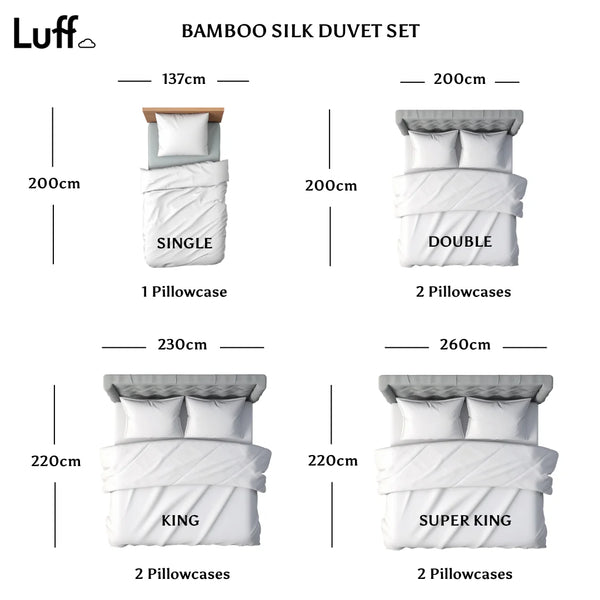 Bamboo Silk Duvet Set (White) - Luff Sleep