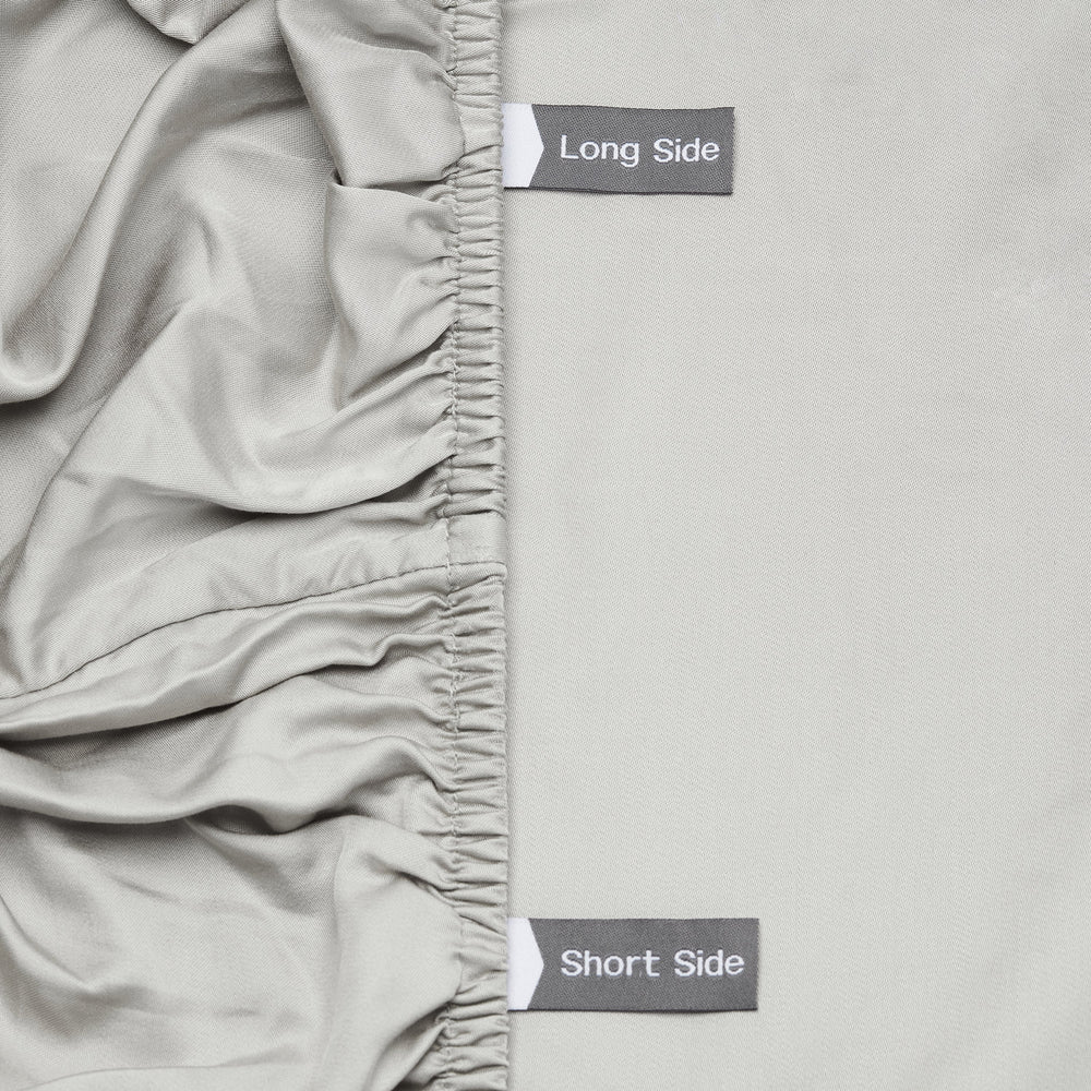 Grey Organic Bamboo Silk Deep Fitted Sheet (35cm) -  Luff SilverLining®