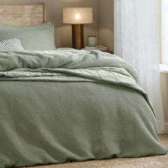 Hebden Relaxed Waffle Duvet Cover Set - Bay Green