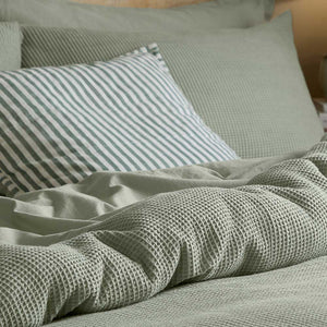 Hebden Relaxed Waffle Duvet Cover Set - Bay Green