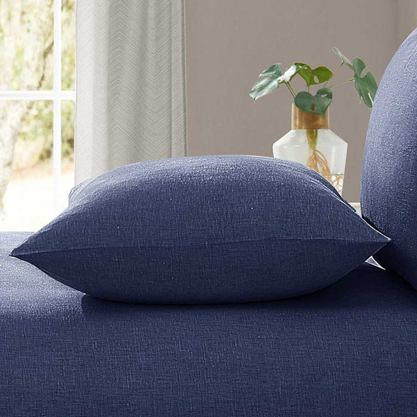 Navy Blue Linen Pillowcase (Pack of 2)