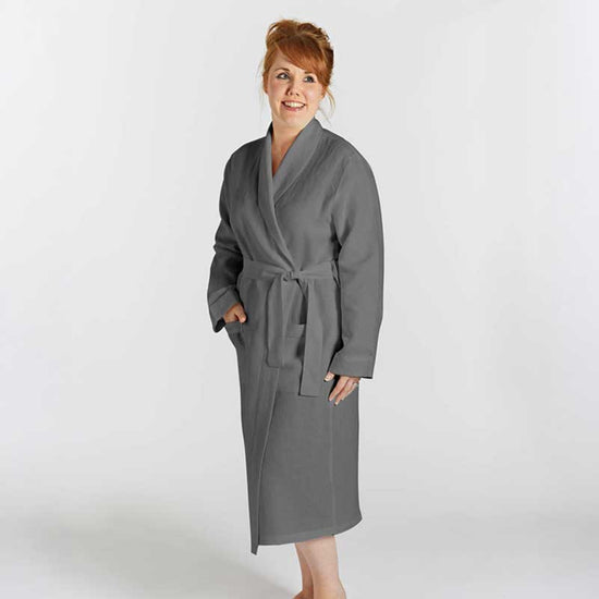 Charcoal Linen Bathrobe - Lazy Linen