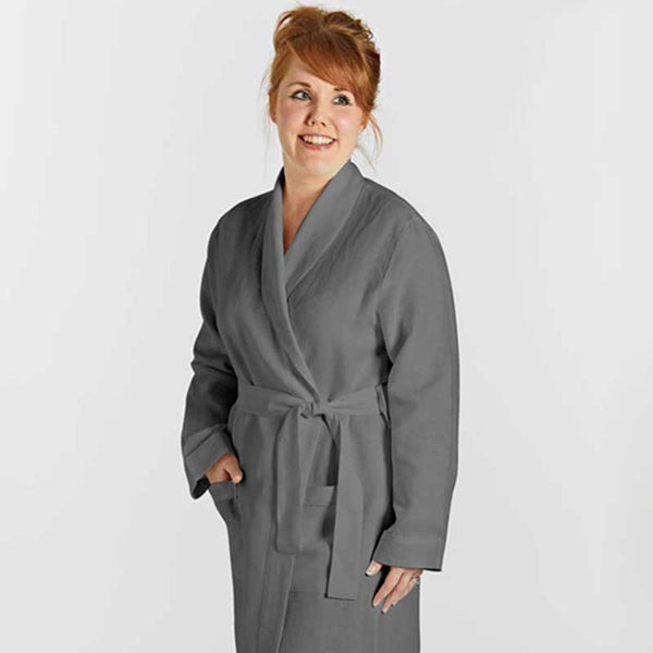 Charcoal Linen Bathrobe - Lazy Linen
