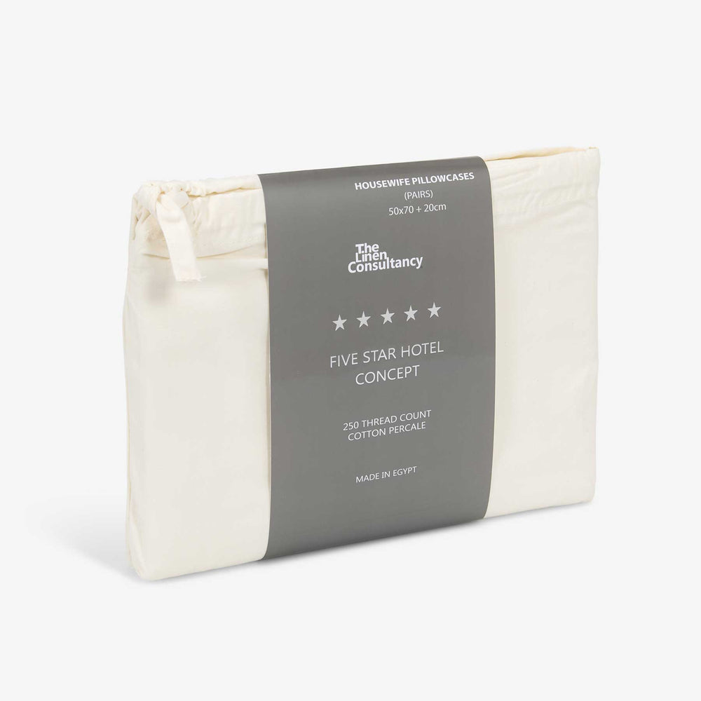 Cream Cotton Housewife Pillowcases (Pair)
