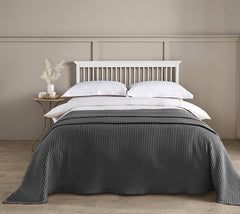 Waffle Throw Blanket (225cm x 250cm) - Graphite Grey