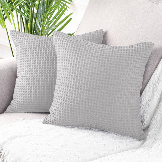 Waffle Cushion Covers 50cm x 50cm (Pair) - Dove Grey