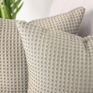 Waffle Cushion Covers 50cm x 50cm (Pair) - Taupe