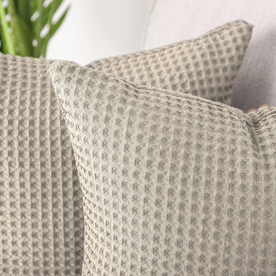 Waffle Cushion Covers 50cm x 50cm (Pair) - Taupe