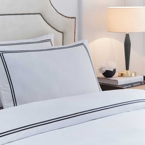 Paoletti Elara Embroidered Cotton Duvet Set - White / Black