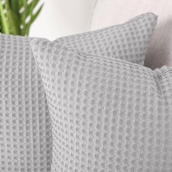 Waffle Cushion Covers 50cm x 50cm (Pair) - Dove Grey