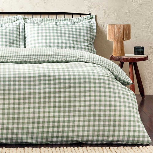 Yard Barton forest gingham check cotton duvet cover set