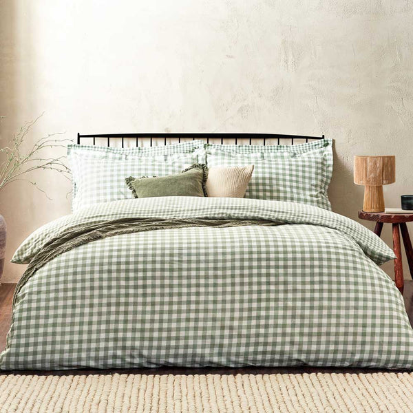 Yard Barton Gingham Check Duvet Cover Set - Forest