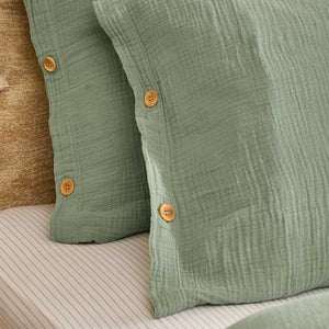 Lark Green Cotton Muslin Duvet Cover Set
