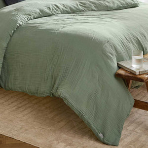 Lark Green Cotton Muslin Duvet Cover Set