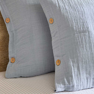 Lark Mineral Blue Cotton Muslin Duvet Cover Set