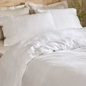 Lark White Cotton Muslin Duvet Cover Set