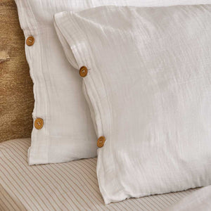 Lark White Cotton Muslin Duvet Cover Set