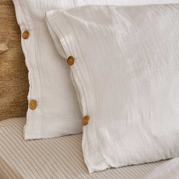 Lark White Cotton Muslin Duvet Cover Set