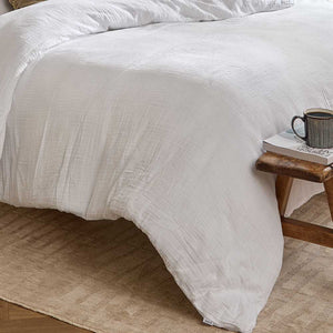 Lark White Cotton Muslin Duvet Cover Set
