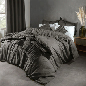 Charcoal Grey Linen Fitted Sheet - Lazy Linen