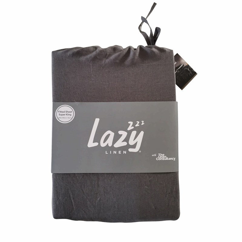Charcoal grey linen bedding