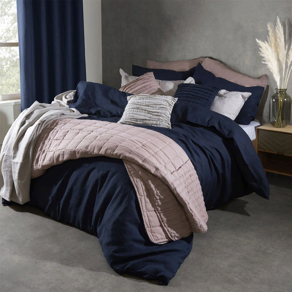 Navy Blue Linen Duvet Cover - Lazy Linen