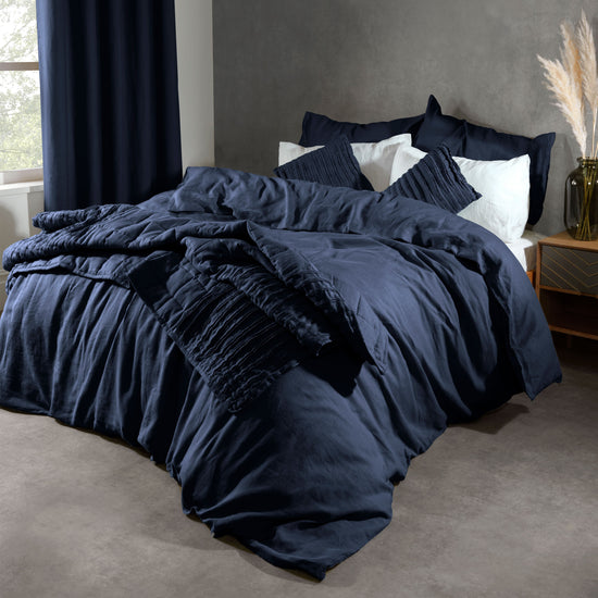 Lazy Linen Throw - Navy Blue