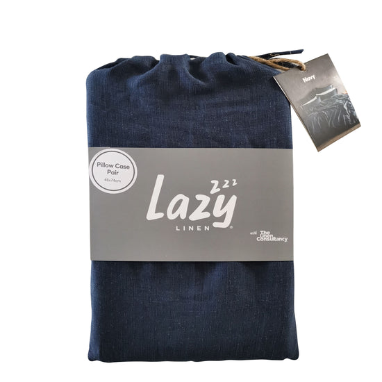 Lazy Linen Pillowcase (Pack of 2) - Navy Blue