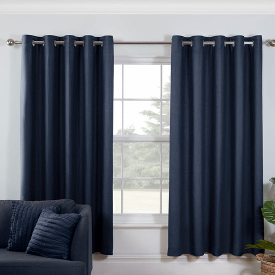 Navy Blue Linen Curtains (167 x 183cm)