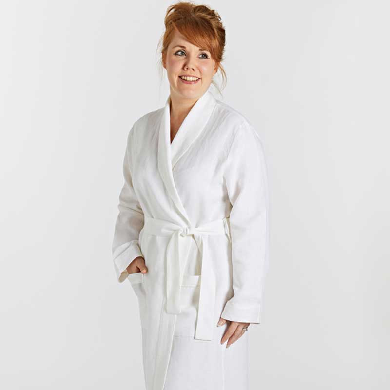 White Linen Bathrobe - Lazy Linen