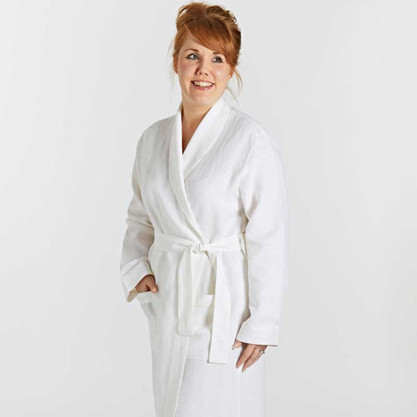White Linen Bathrobe - Lazy Linen