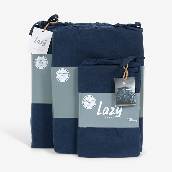 Navy Blue Lazy Linen Bedding Bundle