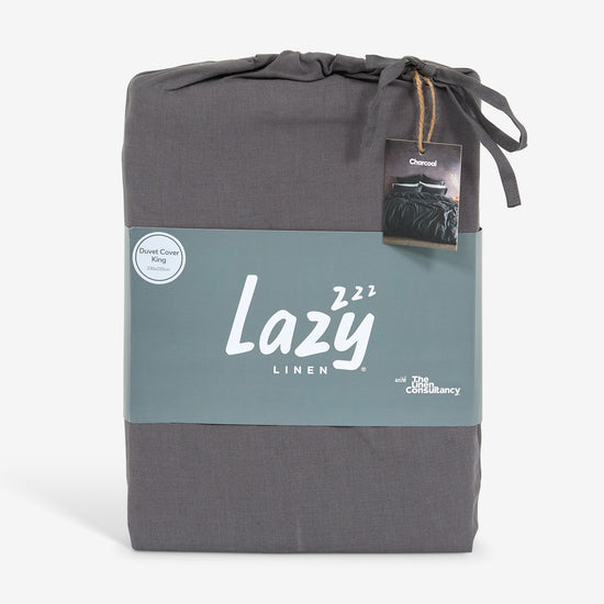 Lazy Linen Duvet Cover - Charcoal Grey