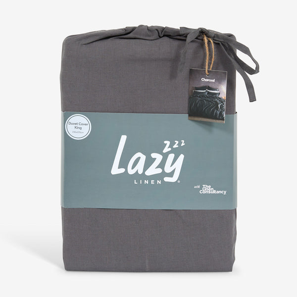 Charcoal Grey Linen Duvet Cover - Lazy Linen