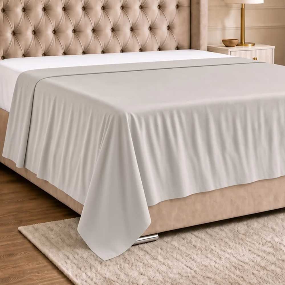 Grey Organic Bamboo Silk Flat Sheet - Luff SilverLining®