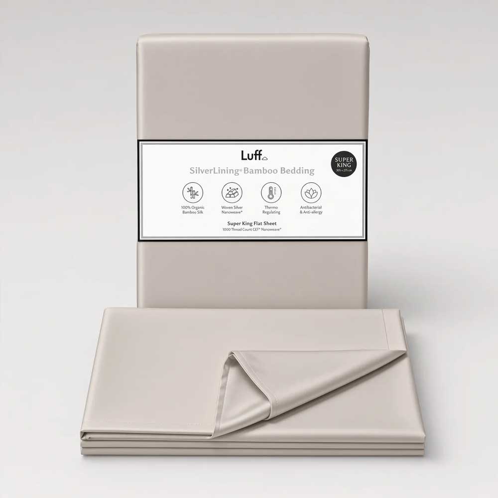 Grey Organic Bamboo Silk Flat Sheet - Luff SilverLining®
