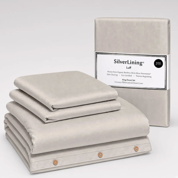 Grey Organic Bamboo Silk Duvet Set - Luff SilverLining®
