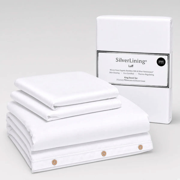 White Organic Bamboo Silk Duvet Set - Luff SilverLining®