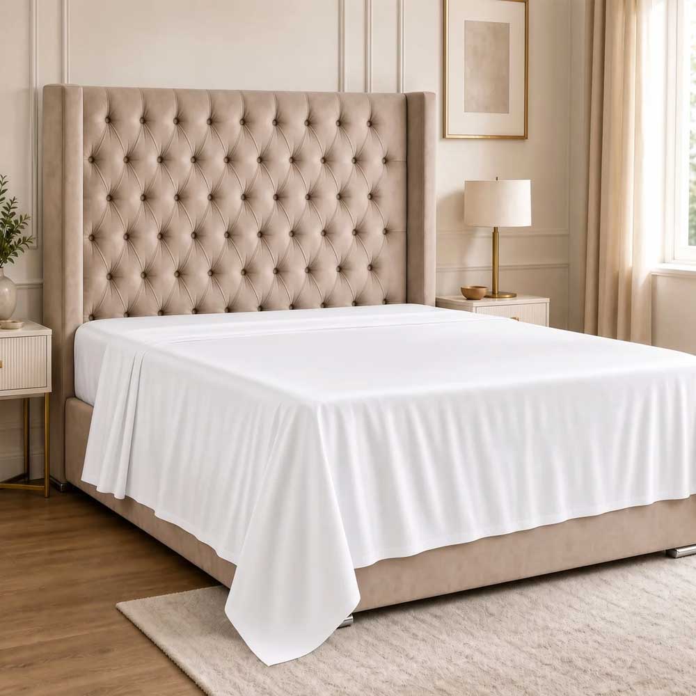 White Organic Bamboo Silk Flat Sheet - Luff SilverLining®