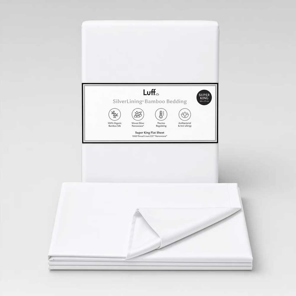 White Organic Bamboo Silk Flat Sheet - Luff SilverLining®