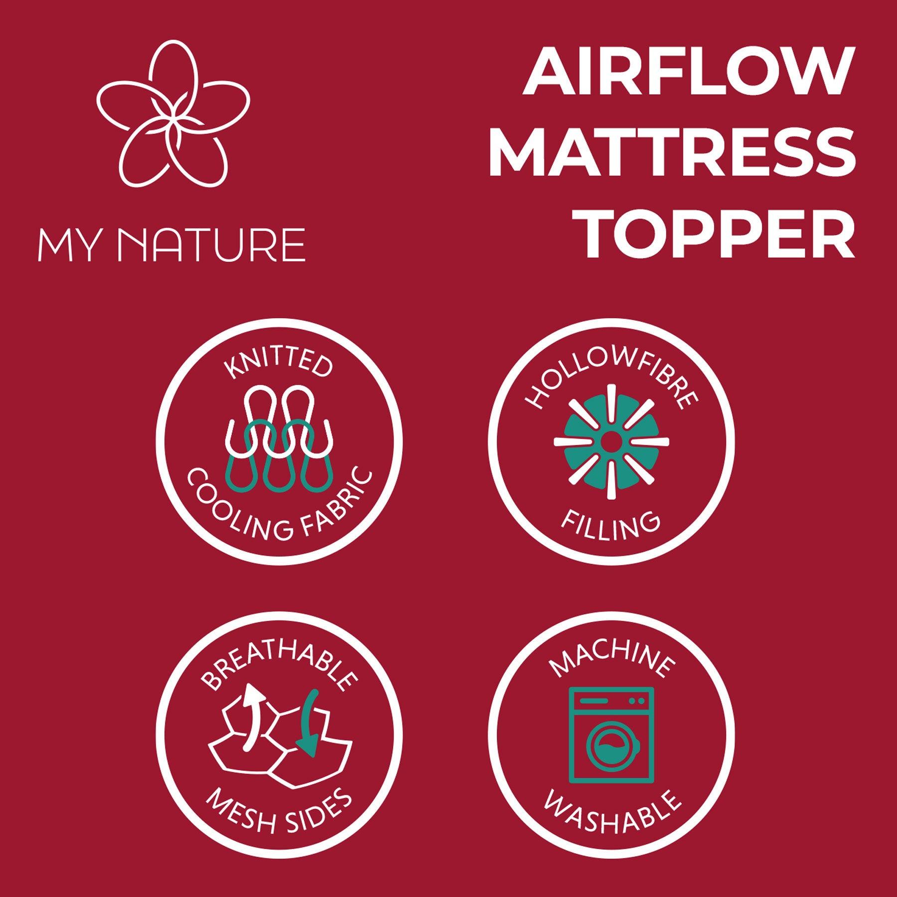 Menopause Mattress Topper from My Nature. Available for double, king size and super king beds.