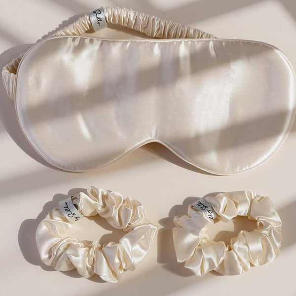 Beige / Natural Mulberry Silk Eye Mask