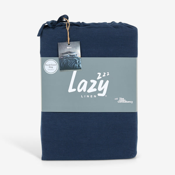 Navy Blue Linen Duvet Cover - Lazy Linen