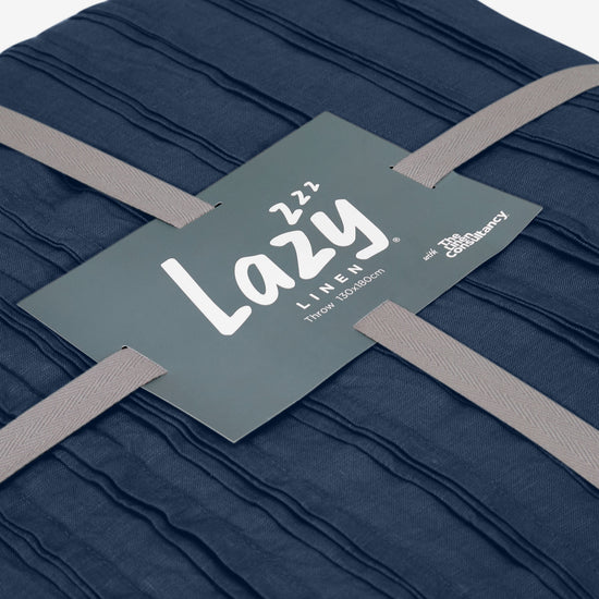 Navy Blue Linen Throw Blanket (180 x 30cm)