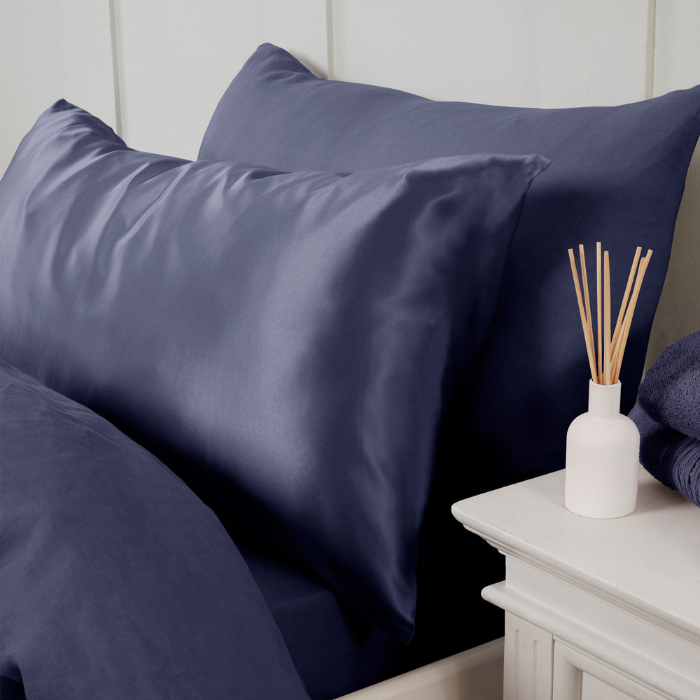 Navy Blue Silk Pillowcase