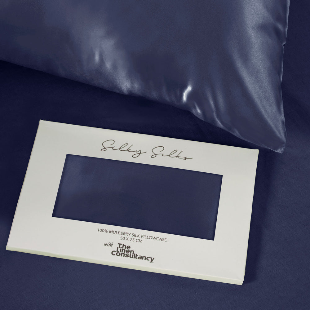 Navy Blue Silk Pillowcase