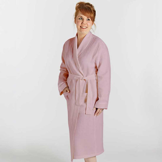 Pink Linen Bathrobe - Lazy Linen